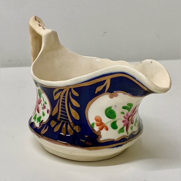 19th Century Gaudy Welsh Columbine Pattern Hand Painted Gravy Boat Creamer Jug - Picture 6 of 16